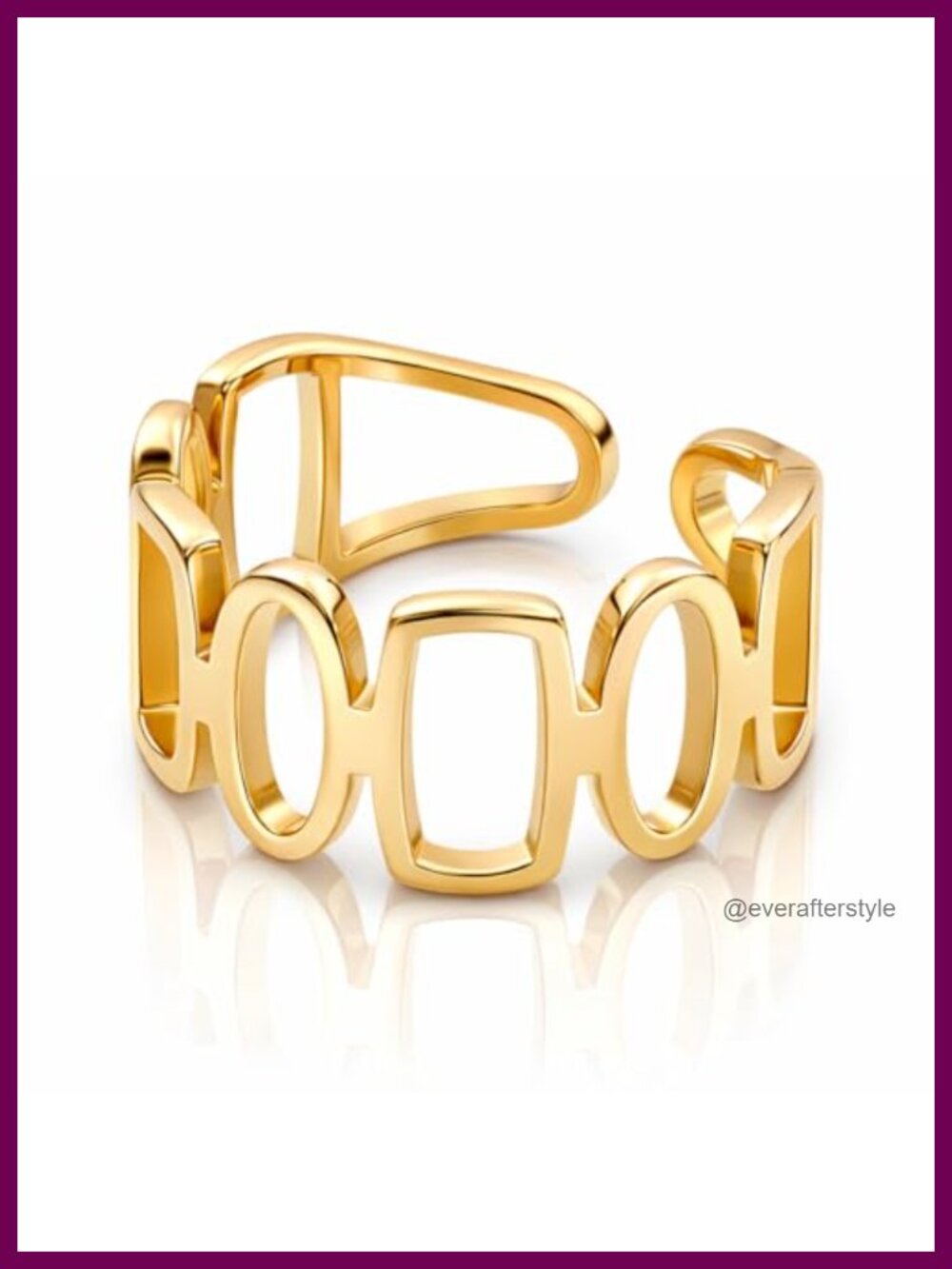 Adjustable Statement Ring 18K Gold Plated Stainless Steel Stackable